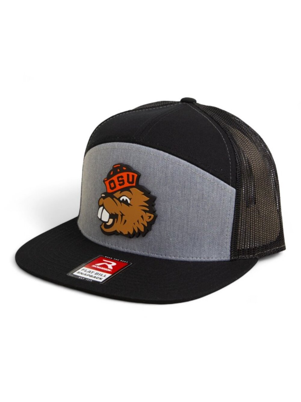 Oregon State Beavers Benny 3D Flat Bill Trucker Hat- Heather Grey/ Black